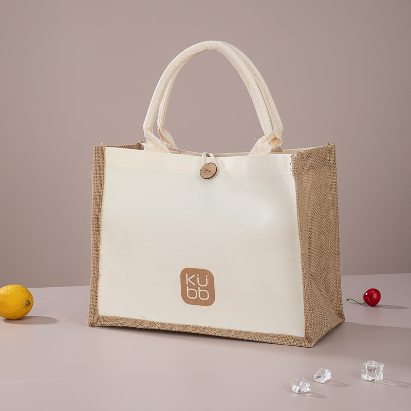 Tote Bag Mini Kubb em Algodão e Juta - Ecobag Ecológica e Sustentável