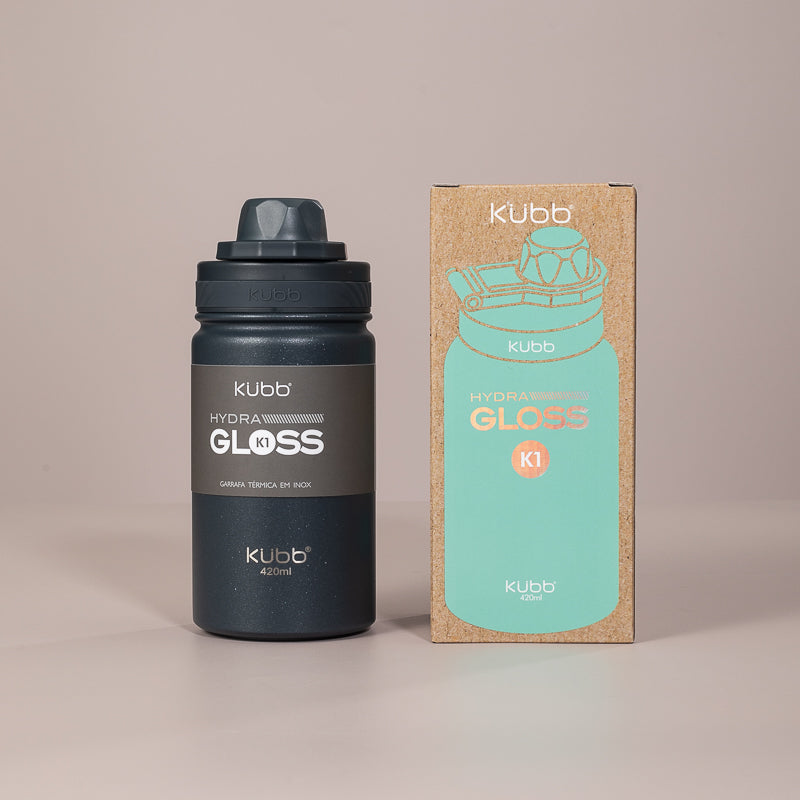 Garrafa Térmica Hydra Gloss K1 Cinza Escuro - 420ml