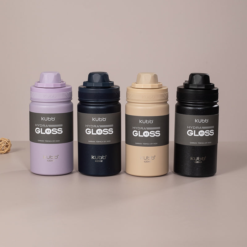 Garrafa Térmica Hydra Gloss K1 Cinza Escuro - 420ml