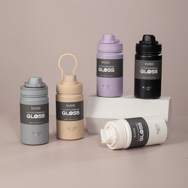 Garrafa Térmica Hydra Gloss K1 Cinza Escuro - 420ml