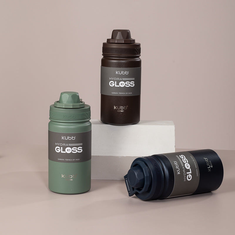 Garrafa Térmica Hydra Gloss K1 Cinza Escuro - 420ml