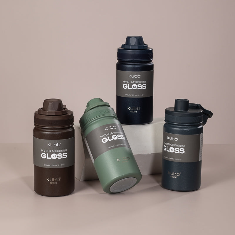 Garrafa Térmica Hydra Gloss K1 Cinza Escuro - 420ml