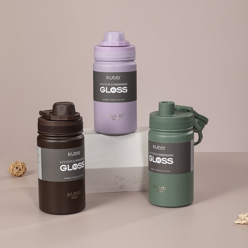 Garrafa Térmica Hydra Gloss K1 Cinza Escuro - 420ml