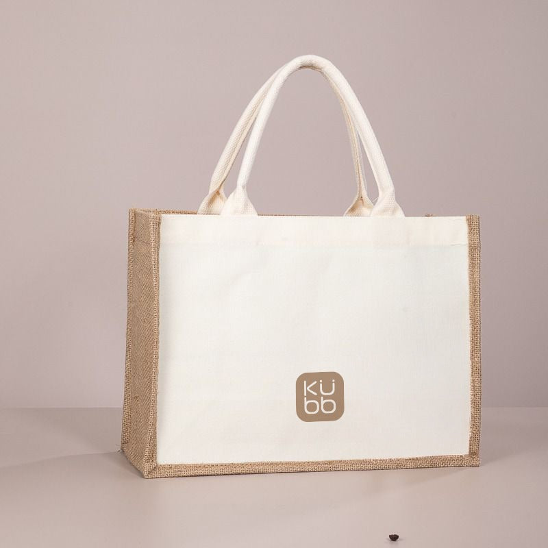 Tote Bag Mini Kubb em Algodão e Juta - Ecobag Ecológica e Sustentável